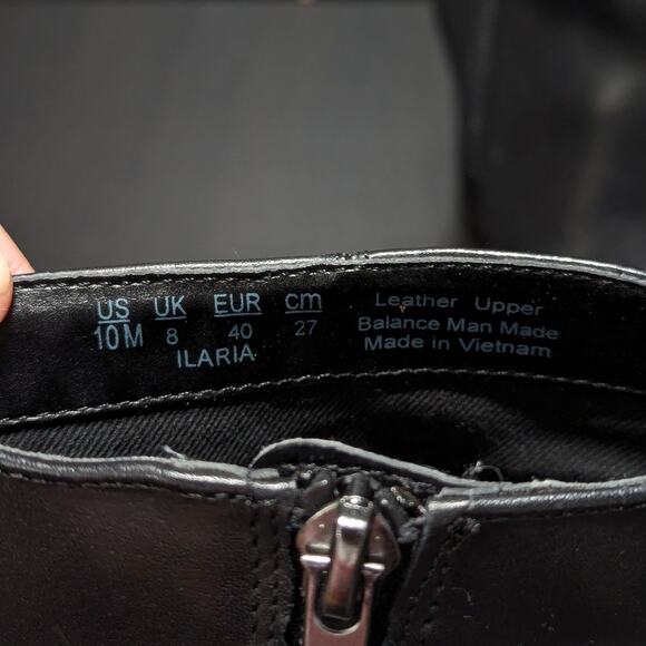 Franco Sarto Ilaria Black Leather Ankle Boots Heeled Booties Womens 10 Witchy - Picture 10 of 10